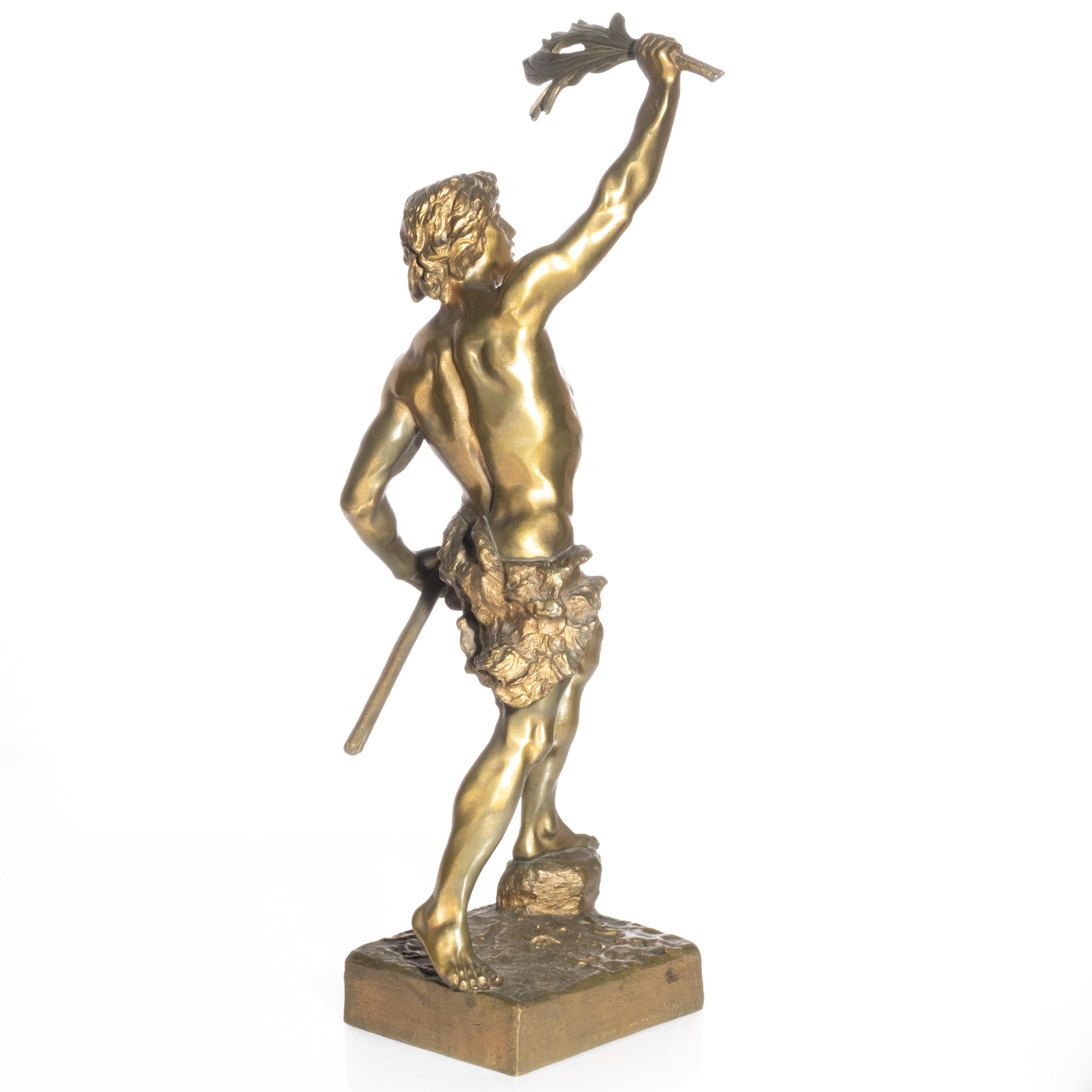 Signed Emile Laporte  (French, 1858-1907). 'Vainqueur, ' Dore Bronze Sculpture 1