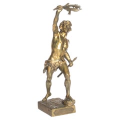 Signed Emile Laporte  (French, 1858-1907). 'Vainqueur, ' Dore Bronze Sculpture