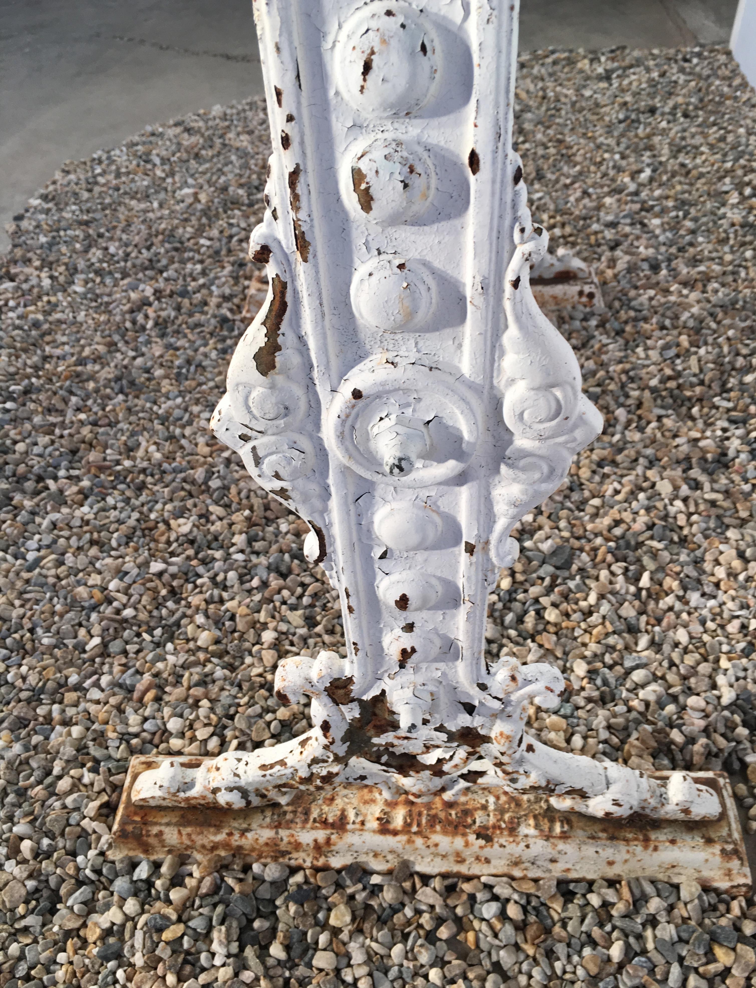 Signed English 19th Century Cast Iron Conservatory Table with White Marble Top For Sale 3