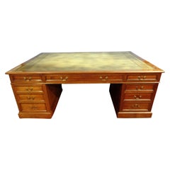 Signed English Double Sided Mahogany Partners Desk by Maple & Co.