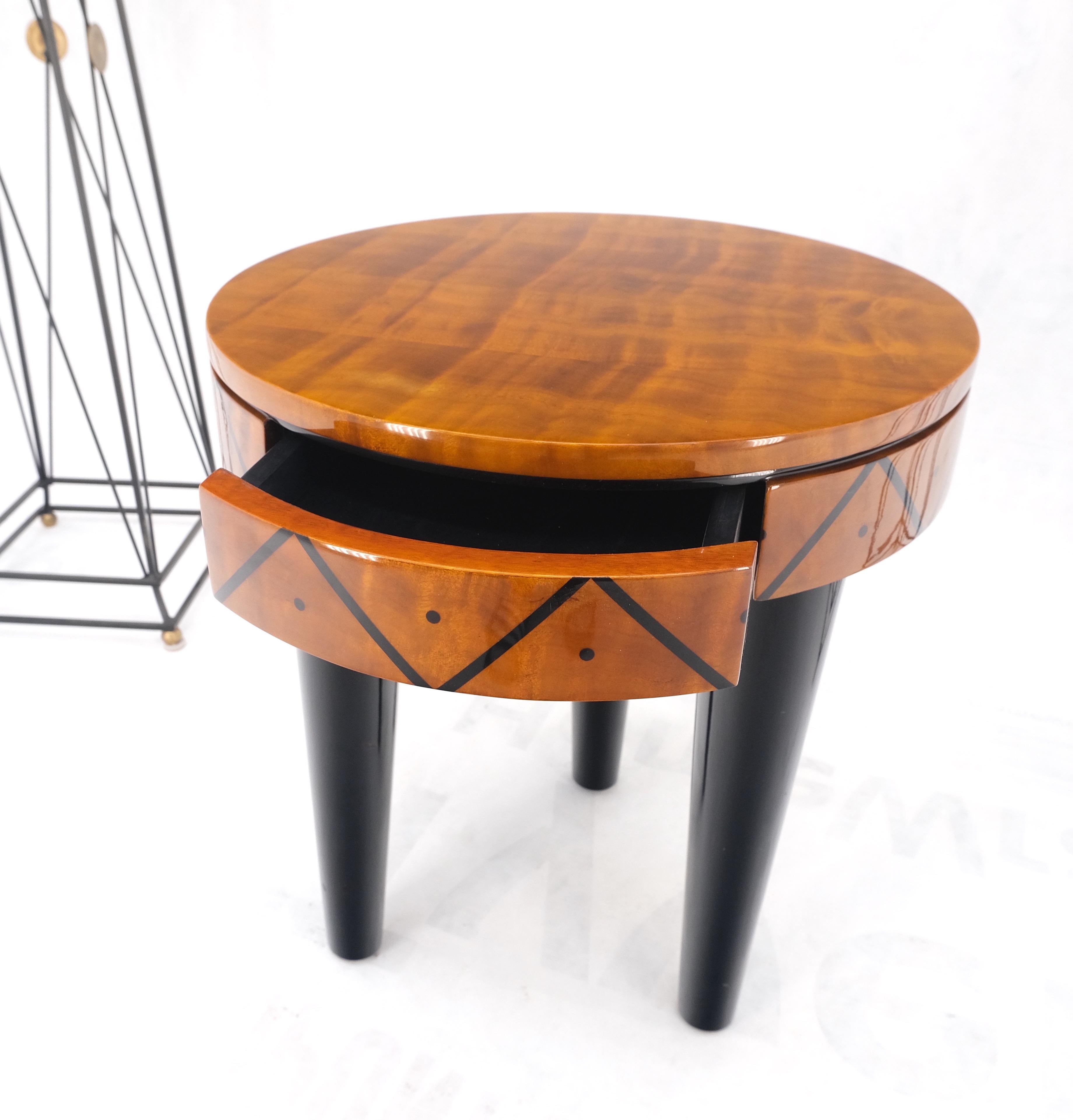 20th Century Signed Enrique Garcel Laquered Tri Legged Side End Table Stand One Drawer Mint! For Sale