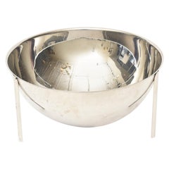 Signed Enzo Mari Round Architectural Stainless Steel Bowl