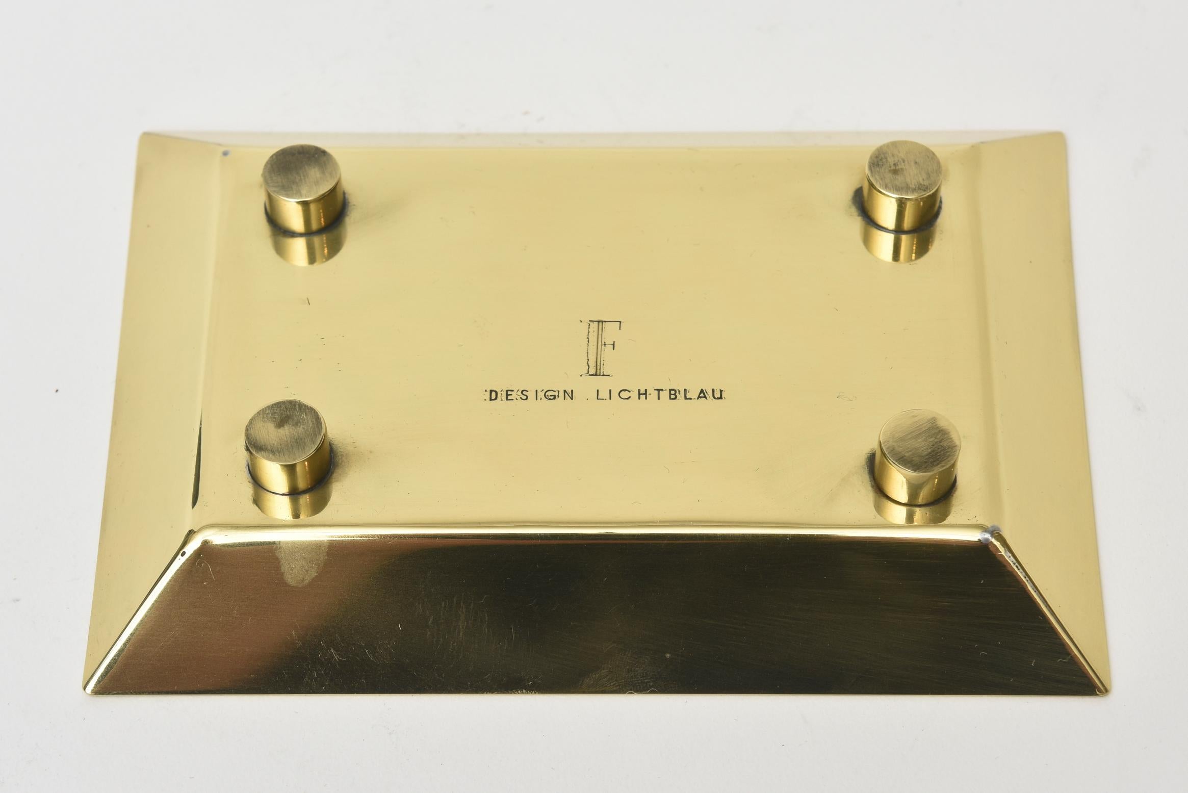 Signed Ernst Lichtblau Brass Footed Bowl or Tray Mid-Century Modern 2
