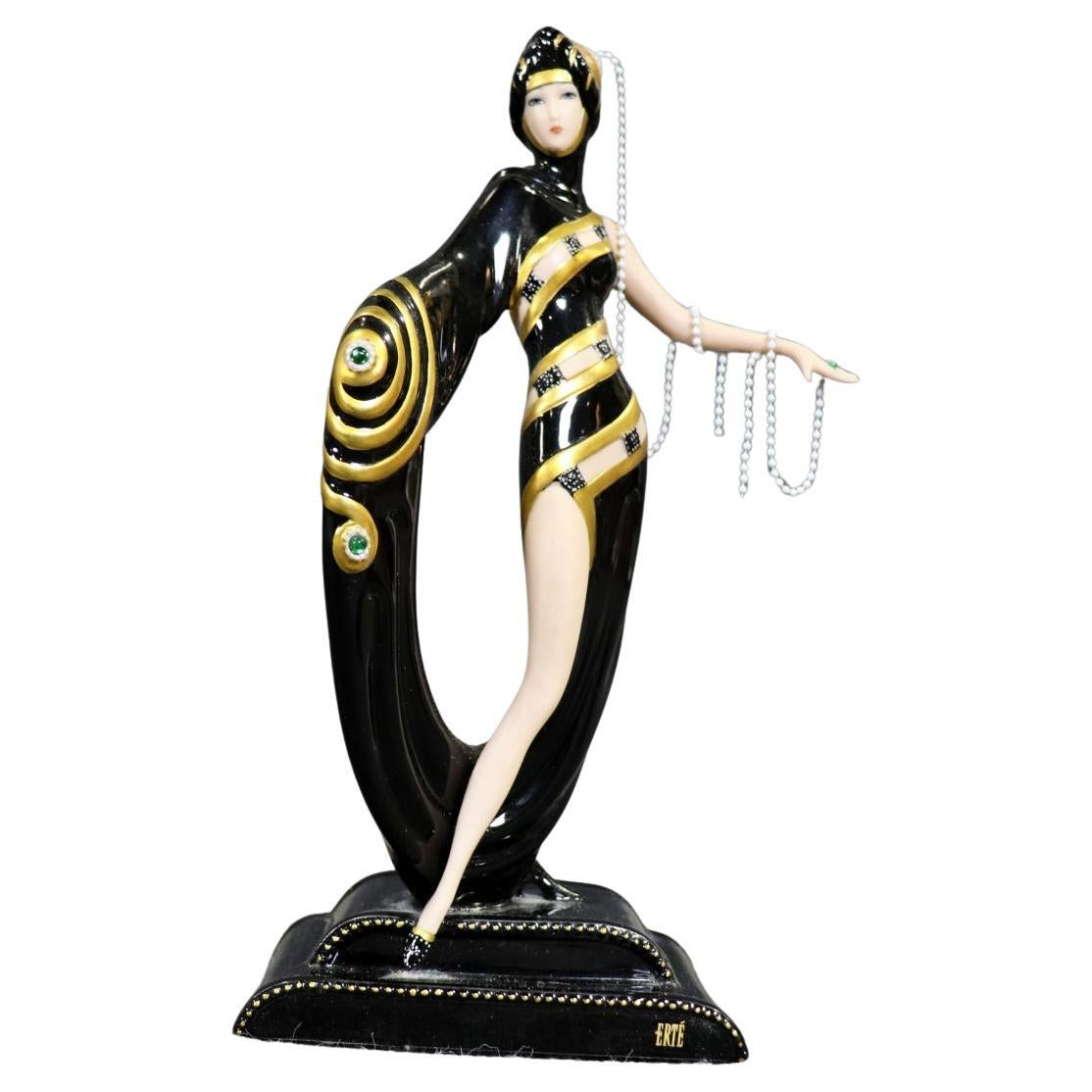 Signed Erte Art Deco Glamourous Female Figurine Franklin Mint
