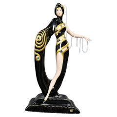 Signed Erte Art Deco Glamourous Female Figurine Franklin Mint
