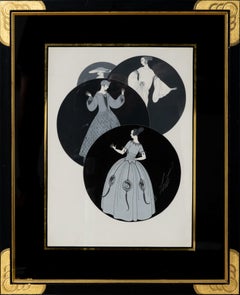 Signed Erte, Original Watercolor, Gouache & Ink Costume Design, circa 1922