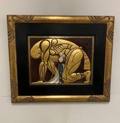 Signed Erte Wall Sculpture of Samson and Delilah Romain Tirtoff Art