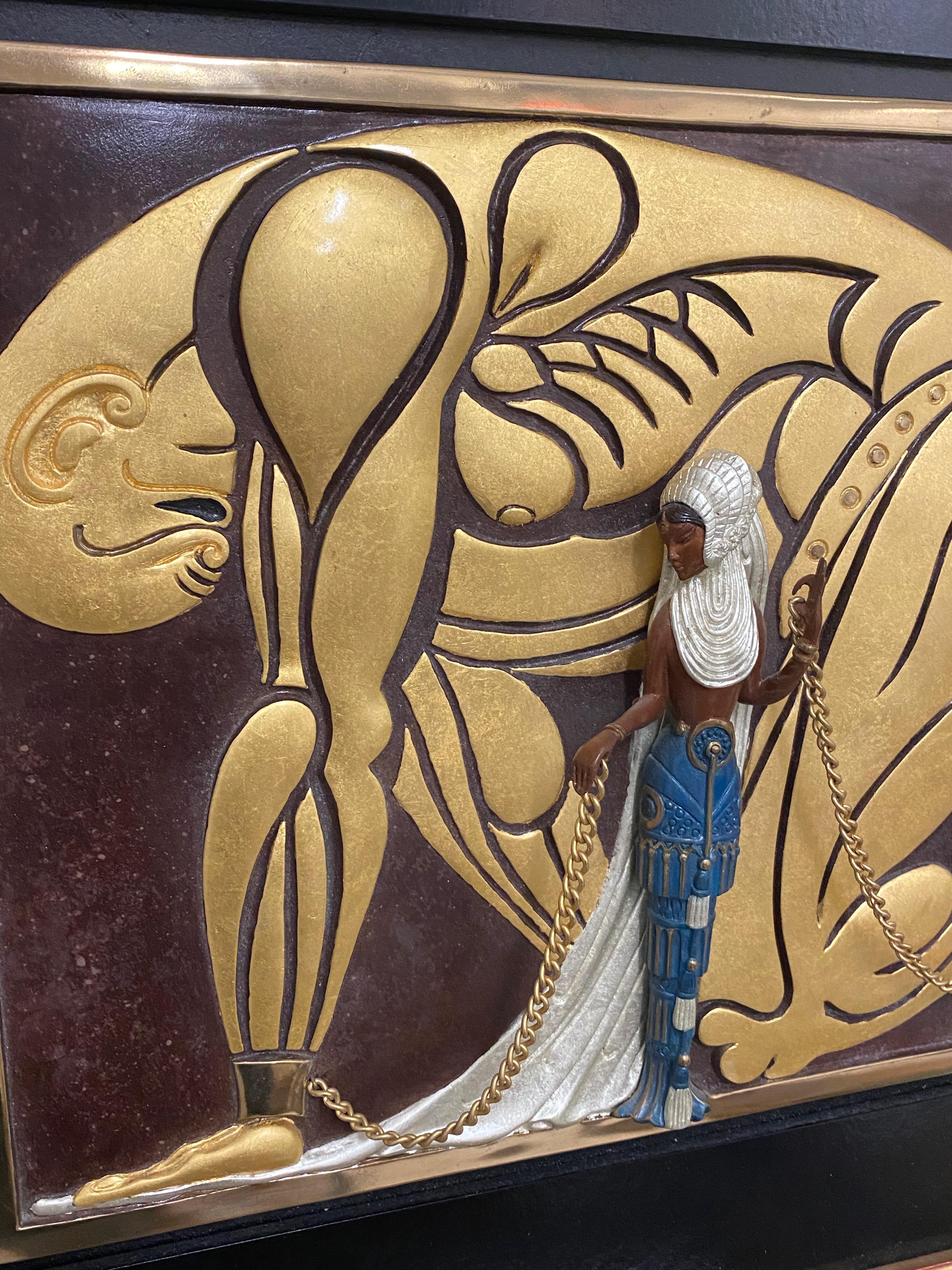 Art Deco Signed Erte Wall Sculpture of Samson and Delilah Romain Tirtoff Art For Sale