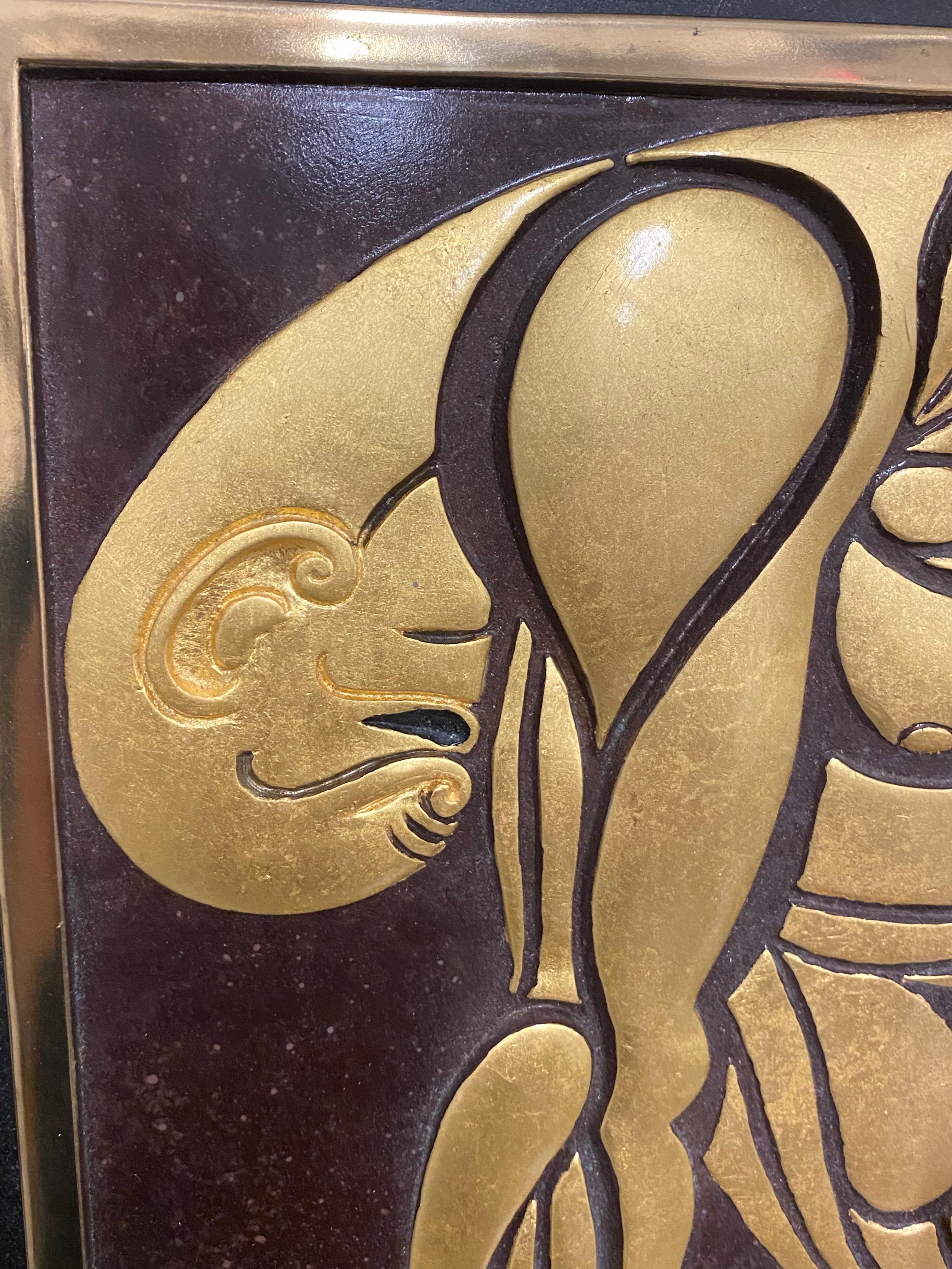 Signed Erte Wall Sculpture of Samson and Delilah Romain Tirtoff Art In Excellent Condition For Sale In North Bergen, NJ