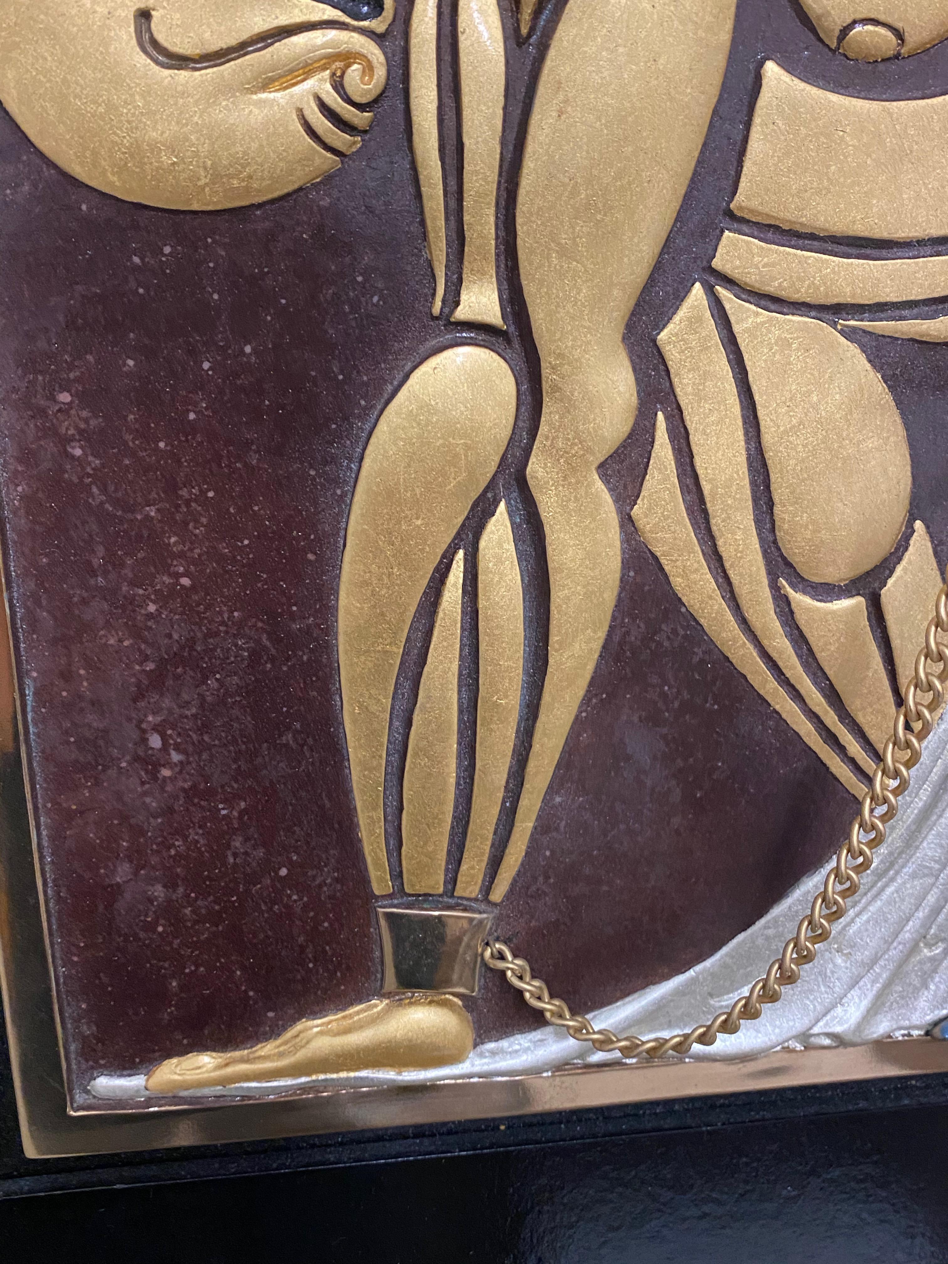 Late 20th Century Signed Erte Wall Sculpture of Samson and Delilah Romain Tirtoff Art For Sale