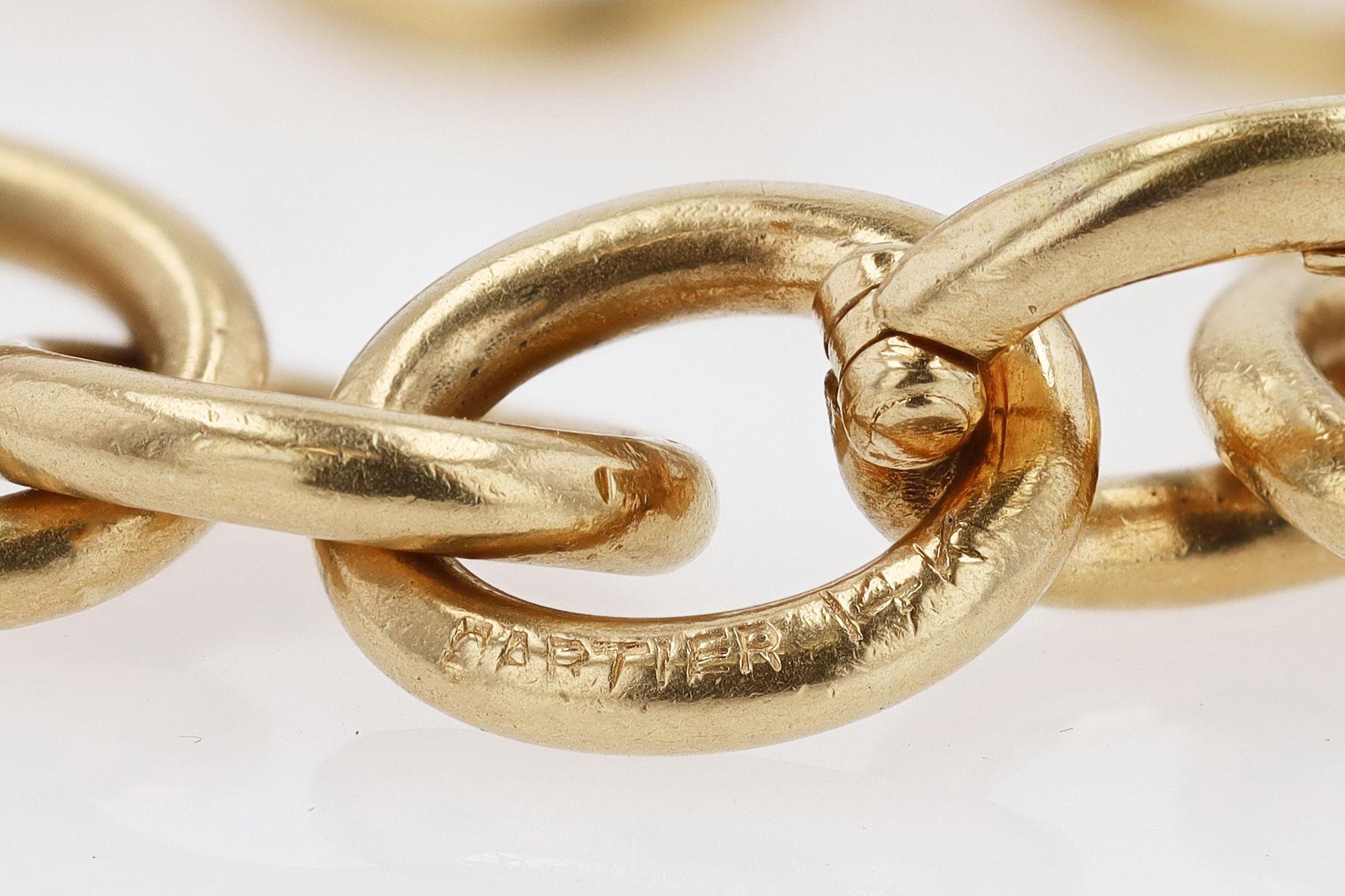 Signiertes Estate Jewelry Cartier 14k Gold Oval Gliederarmband im Zustand „Gut“ im Angebot in Santa Barbara, CA