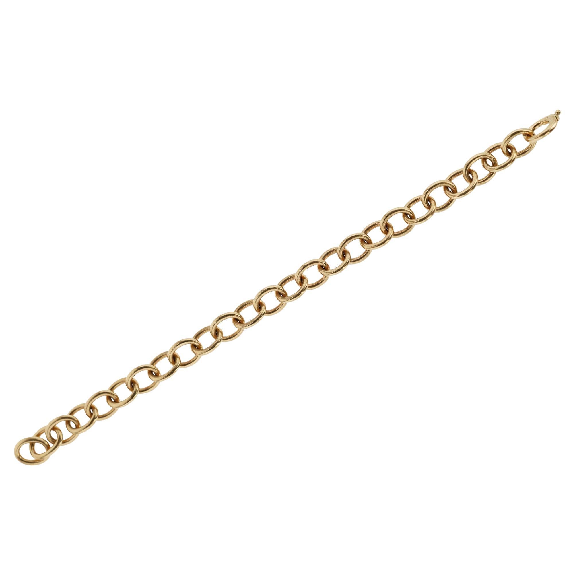 Signed Estate Jewelry Cartier 14k Gold Oval Link Bracelet For Sale