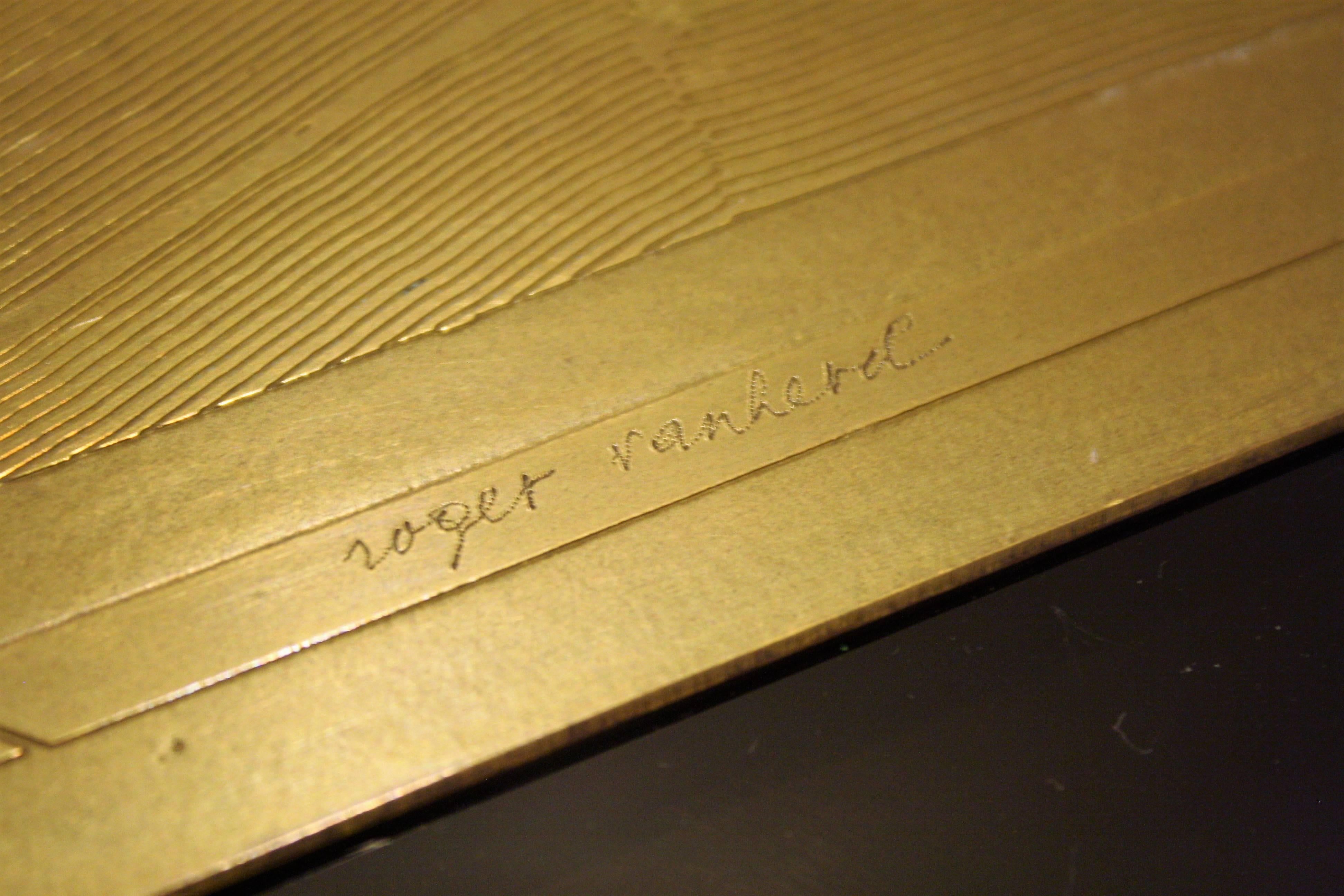 Signed Etched Brass Dining Table by Roger Vanhevel 1