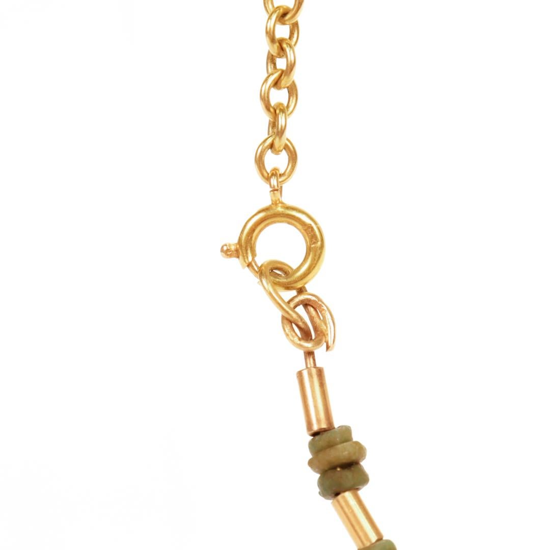 Signierte Choker-Halskette im etruskischen Revival-Stil aus 14k Gold und Jade von Resia Schor im Angebot 4