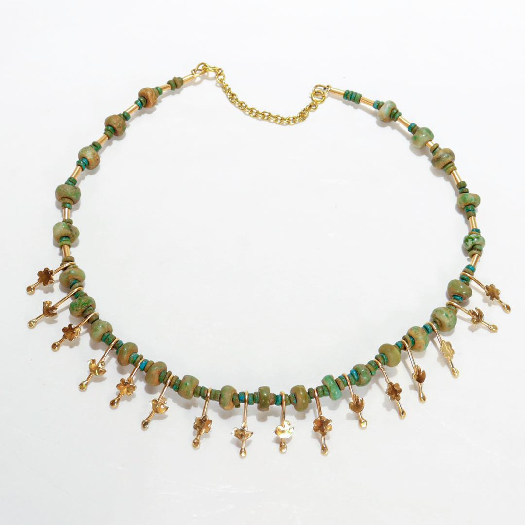 Signierte Choker-Halskette im etruskischen Revival-Stil aus 14k Gold und Jade von Resia Schor (Neoetruskisch) im Angebot