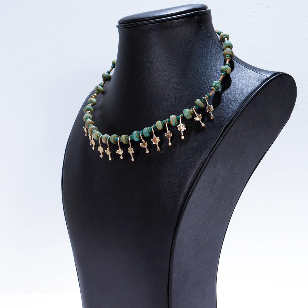 Signierte Choker-Halskette im etruskischen Revival-Stil aus 14k Gold und Jade von Resia Schor im Angebot 1