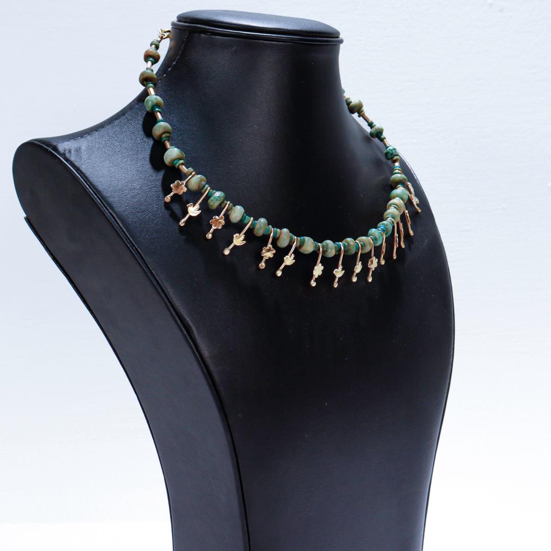 Signierte Choker-Halskette im etruskischen Revival-Stil aus 14k Gold und Jade von Resia Schor im Angebot 2