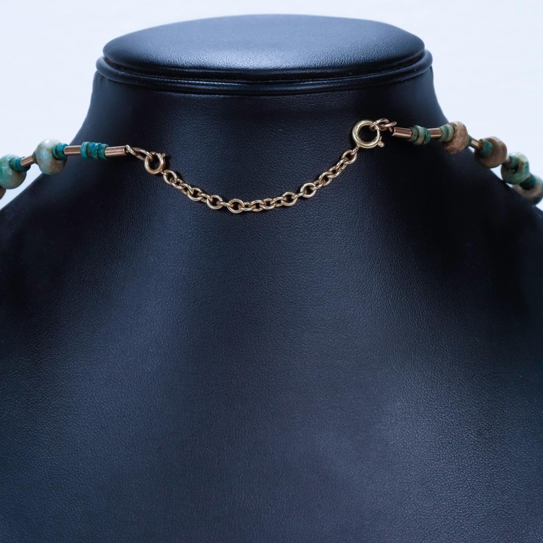 Signed Etruscan Revival Style 14k Gold & Jade Choker Necklace by Resia Schor For Sale 2