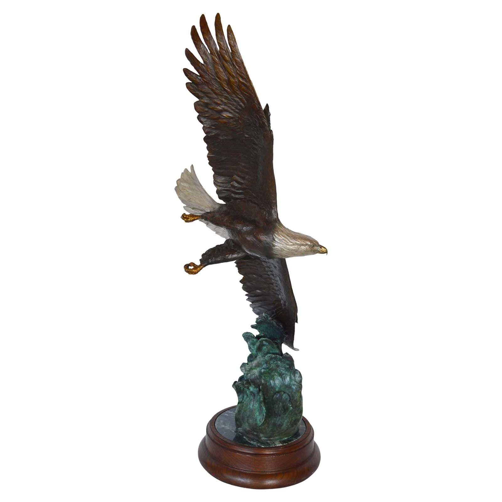 Signed Eugene Morelli Eagle sculpture. USA, c. 1980s-1990s.