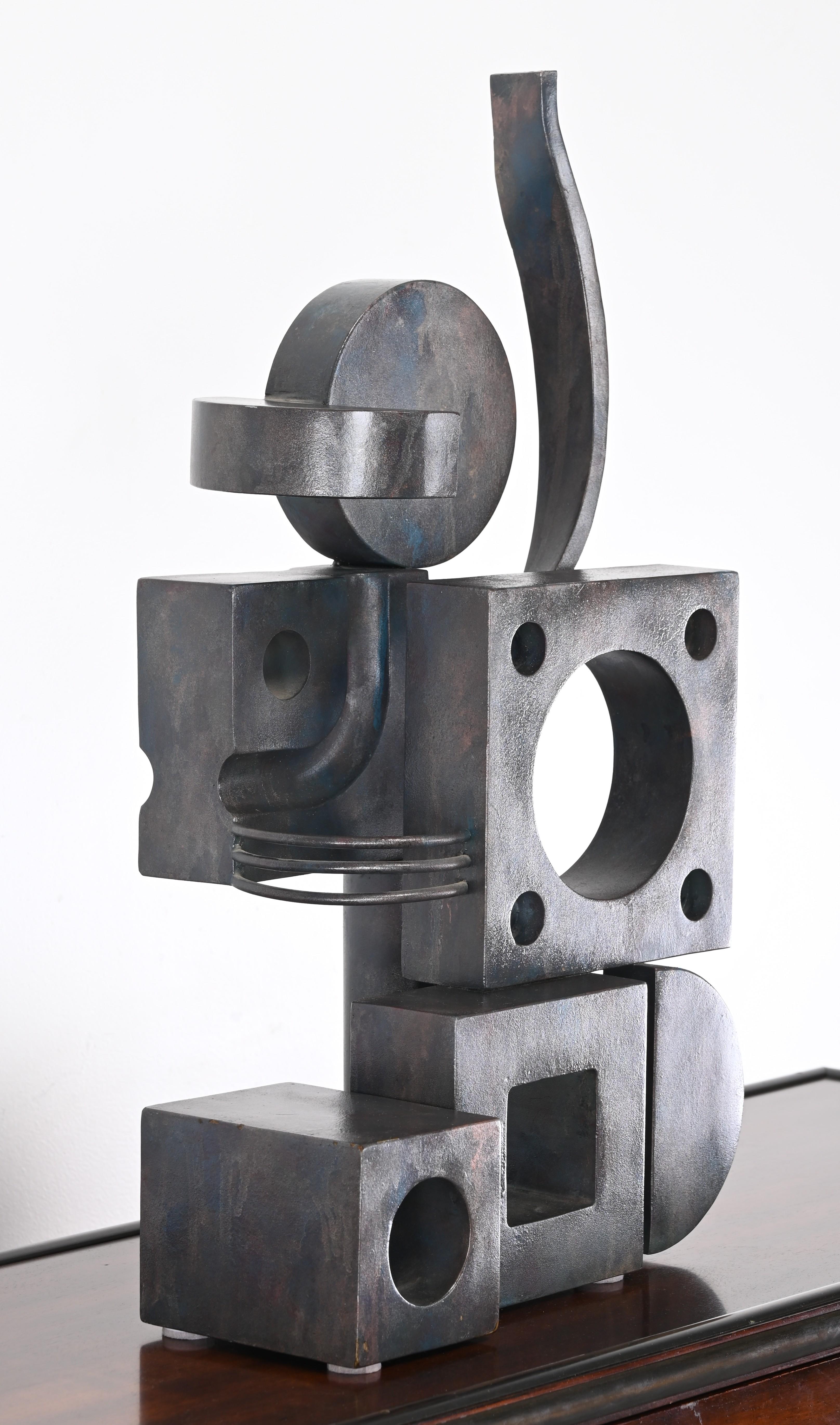 Hand-Painted Signed Eugene Perry Stainless Steel Art Sculpture, 2018 For Sale