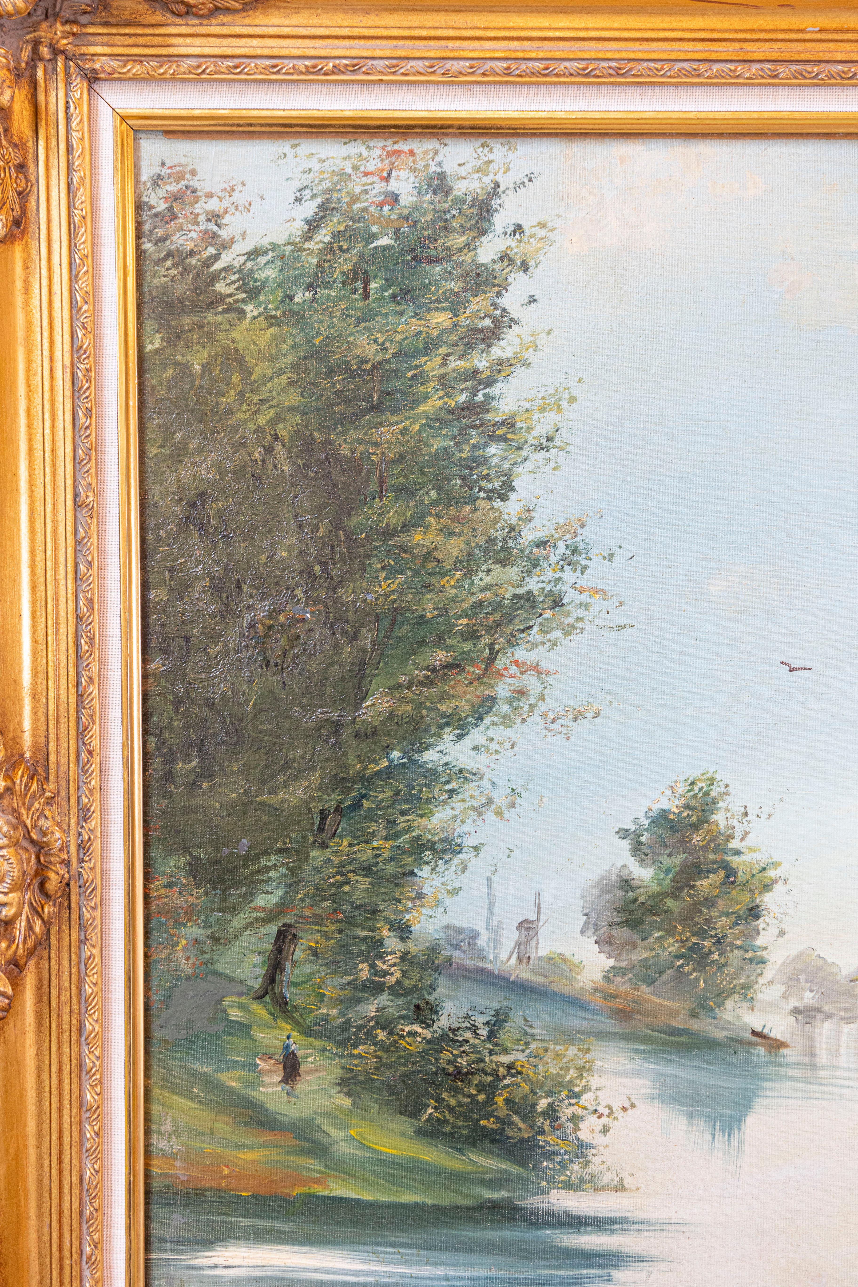 Signiert Eugène Petitpas 1902 Öl auf Leinwand Landschaftsgemälde in Giltwood Rahmen im Angebot 5
