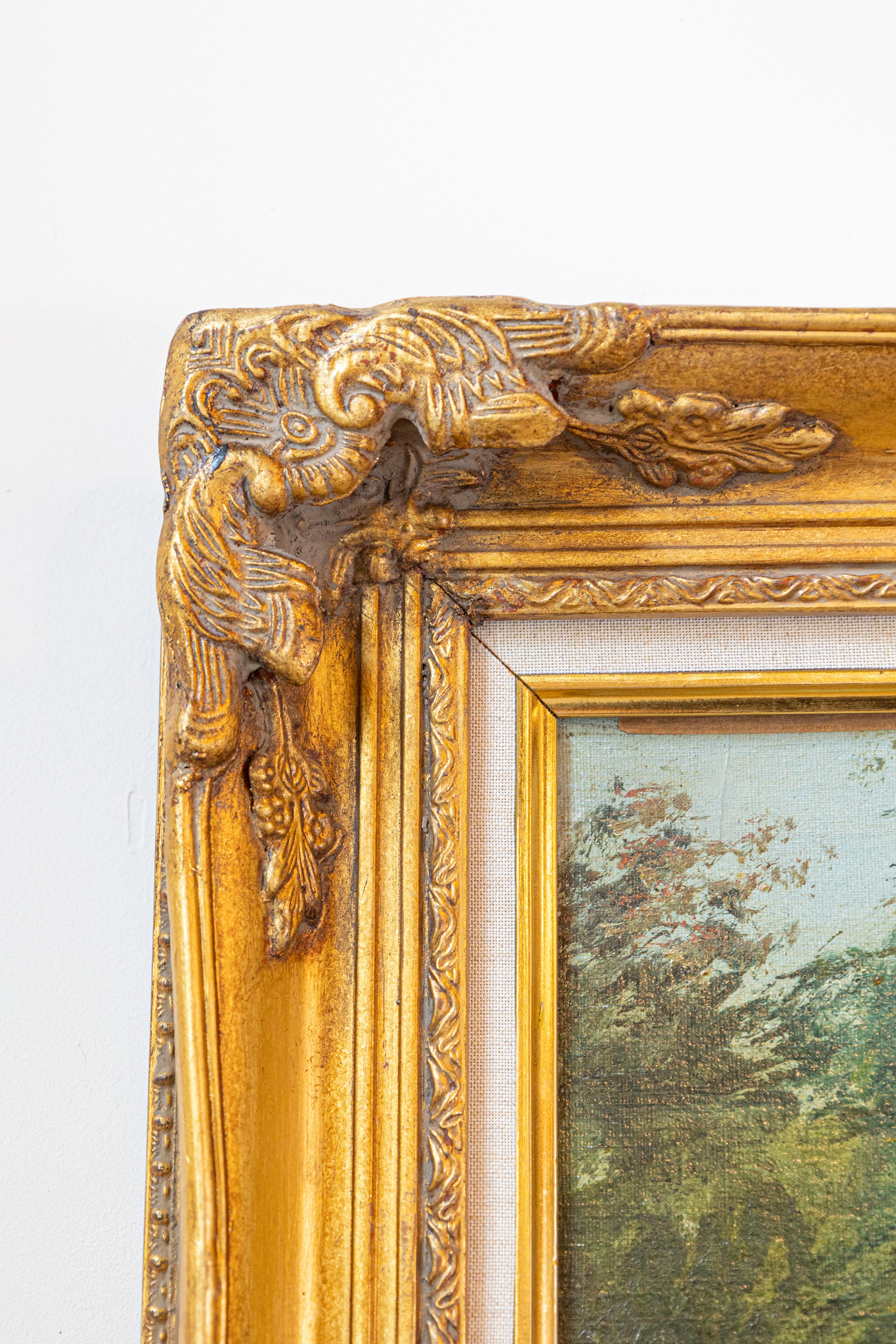 Signiert Eugène Petitpas 1902 Öl auf Leinwand Landschaftsgemälde in Giltwood Rahmen (20. Jahrhundert) im Angebot