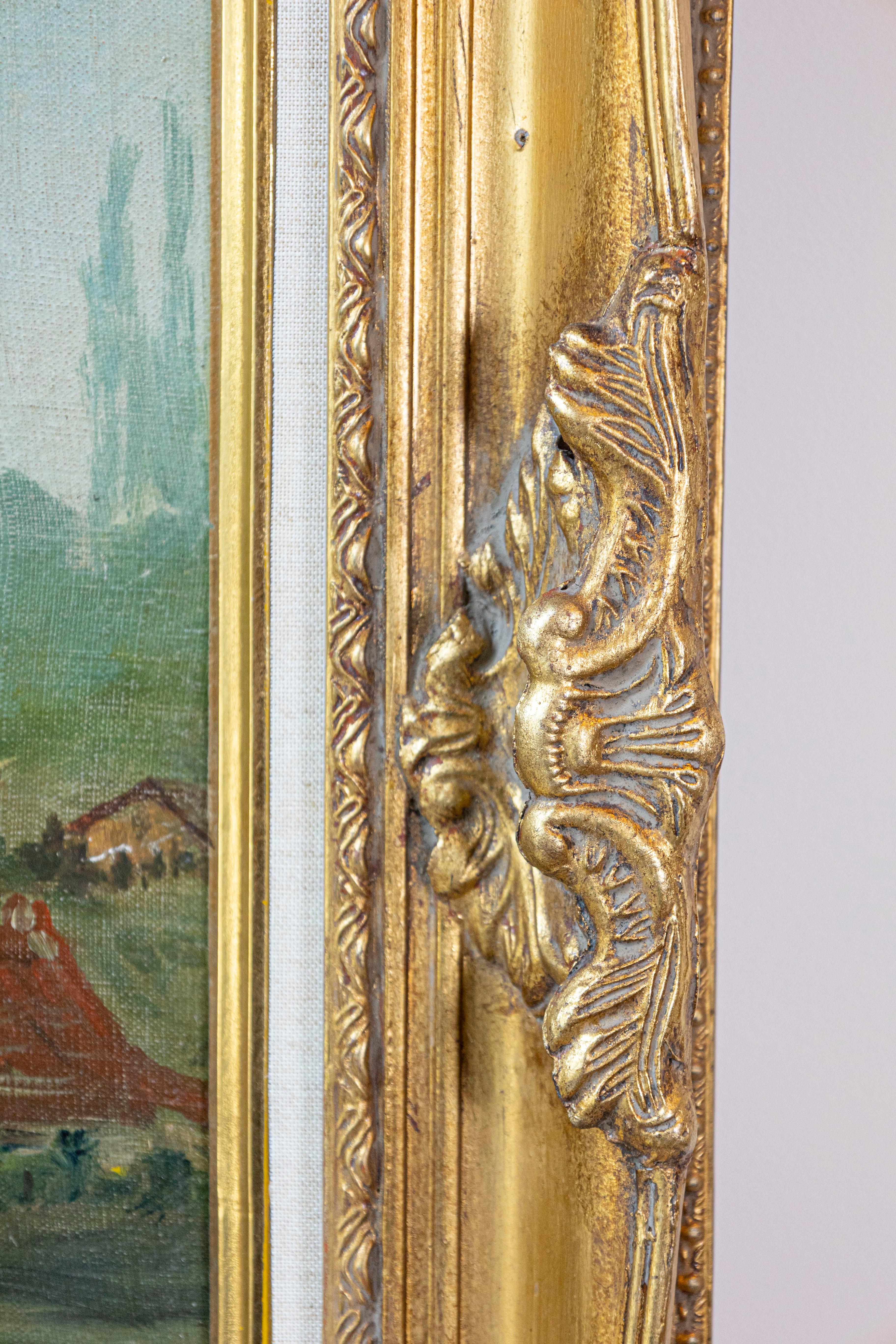 Signiert Eugène Petitpas 1902 Öl auf Leinwand Landschaftsgemälde in Giltwood Rahmen im Angebot 1