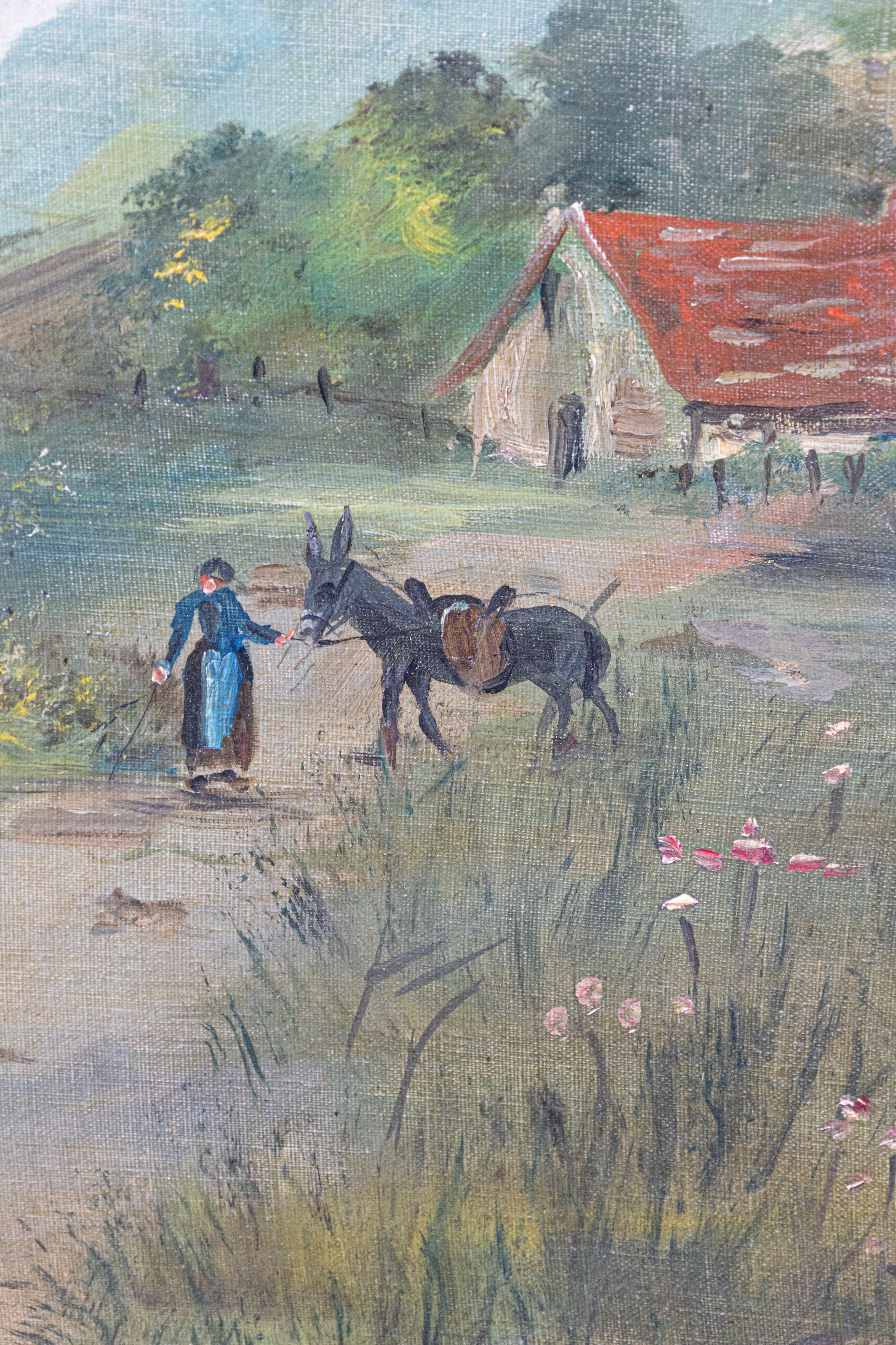 Signiert Eugène Petitpas 1902 Öl auf Leinwand Landschaftsgemälde in Giltwood Rahmen im Angebot 3