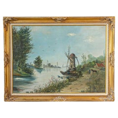 Firmato Eugène Petitpas 1902 Olio su tela con cornice in legno d'orato