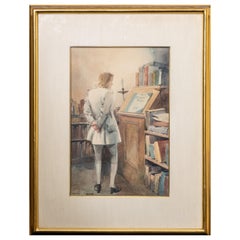 Signed Everett Shinn (1876-1953) Frederic Chopin Watercolor Painting