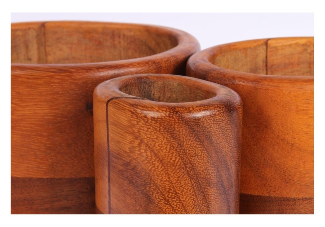 Fine XX secolo Set di barattoli in legno esotico firmato Peter Petrochko in vendita