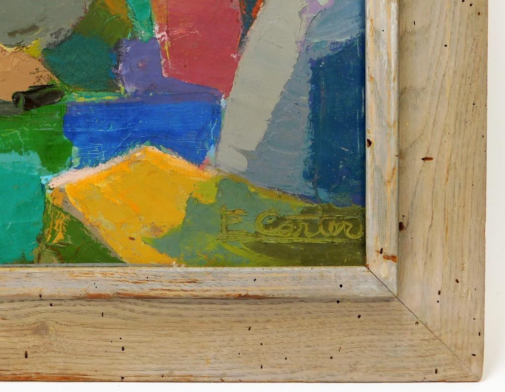 American Signed F. Carter Abstract Landscape Oil Painting