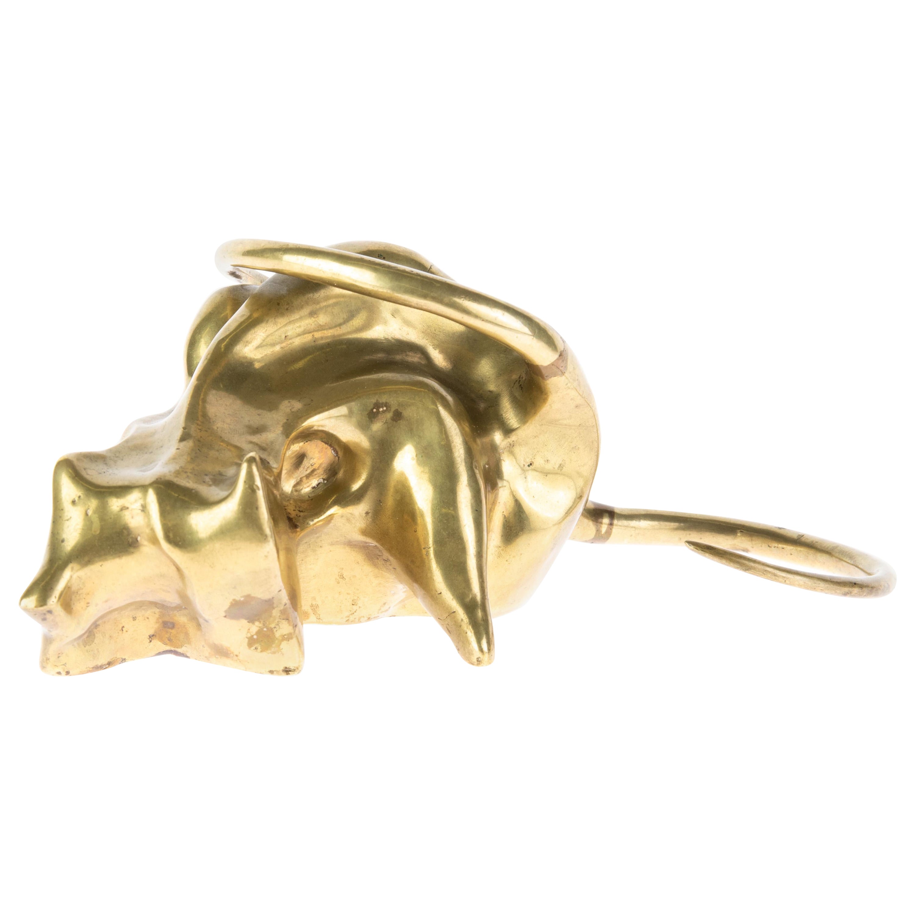 Signed F. Suarez Brass Abstract Modernist Rat Sculpture Limited 7/36