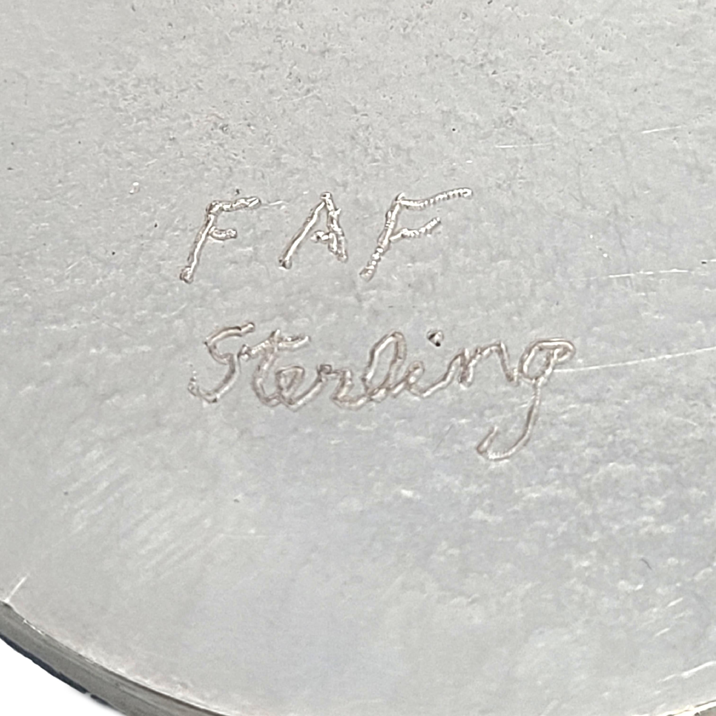 Women's Signed FAF Sterling Silver Malachite Large Modernist Pendant For Sale