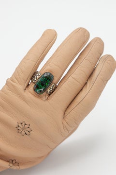 Signed “FALK” Boulder Opal Silver and Gold Sculptural Ring