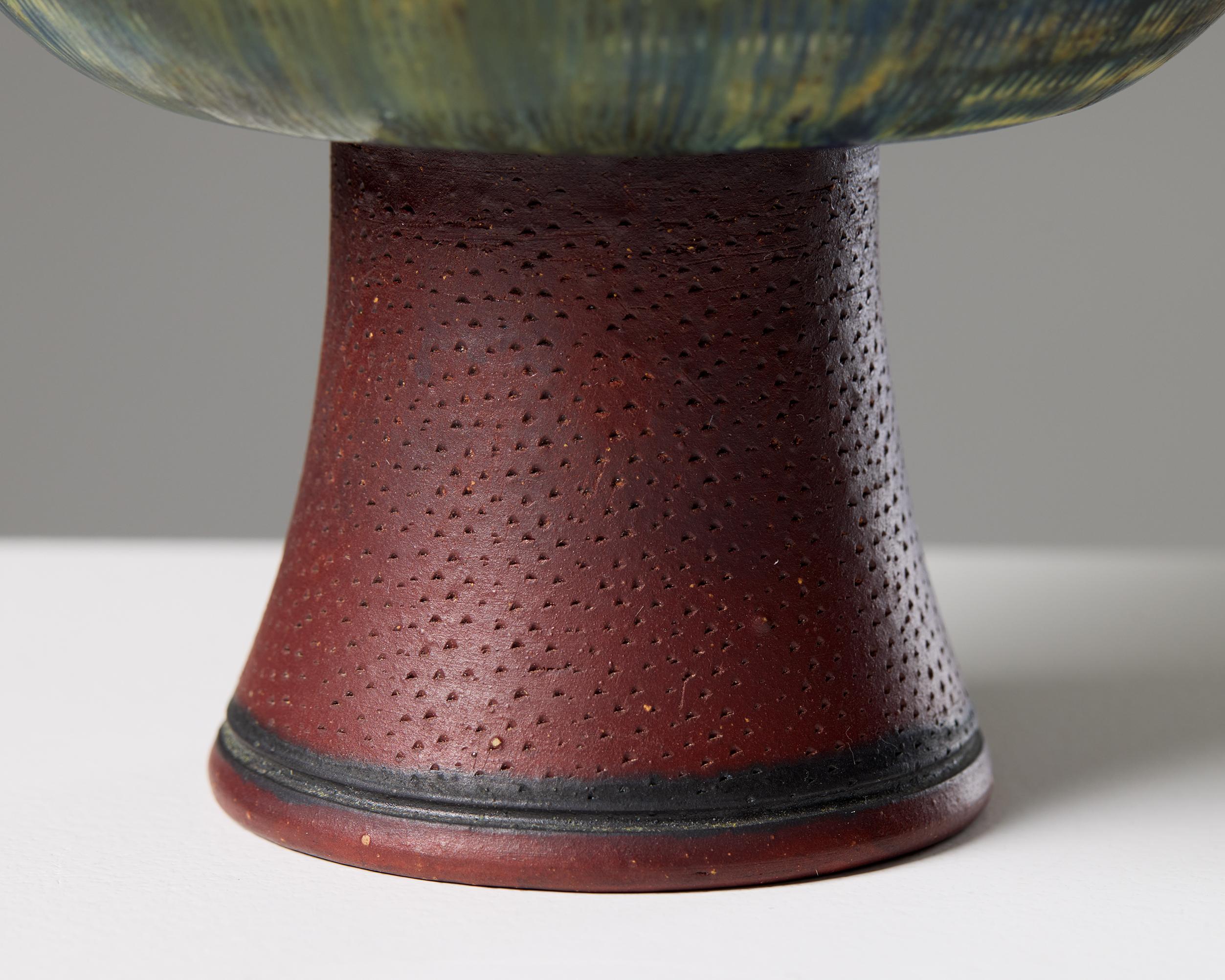 Vase Farsta signé par Wilhelm Kåge pour Gustavsberg Grès suédois années 1950 en vente 4