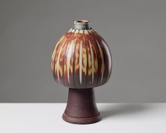 Signierte Farsta-Vase von Wilhelm Kåge für Gustavsberg Schwedisches Steingut 1960