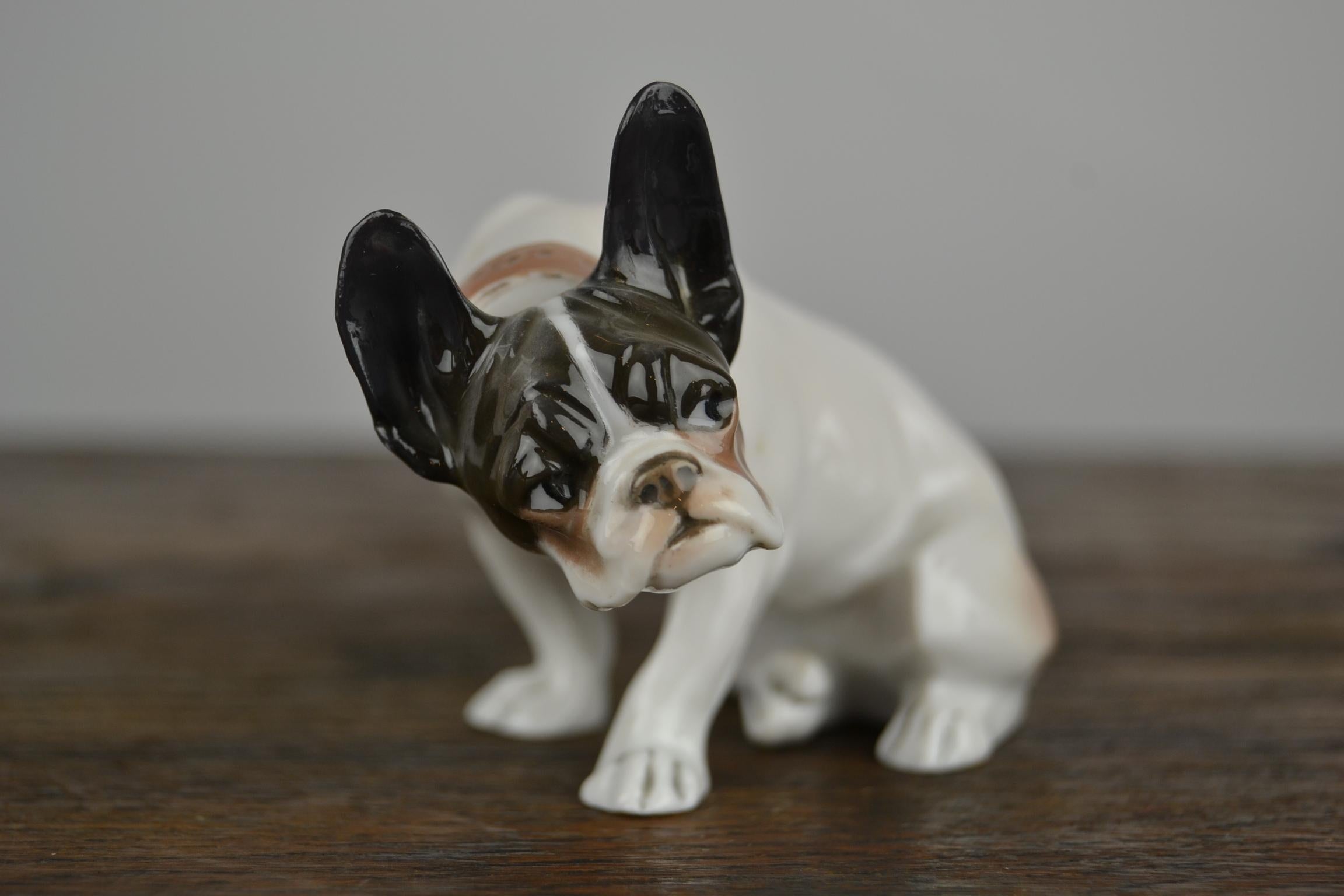 F.Diller signiert Porzellan Französische Bulldogge von Rosenthal Selb Bavaria:: 1920er Jahre 7