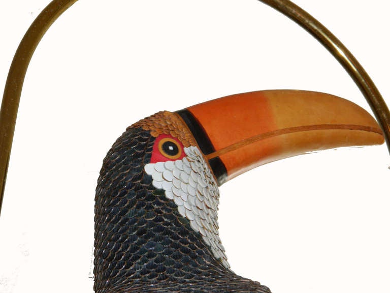 Mid-Century Modern Signed FEDERICO Leather Toucan