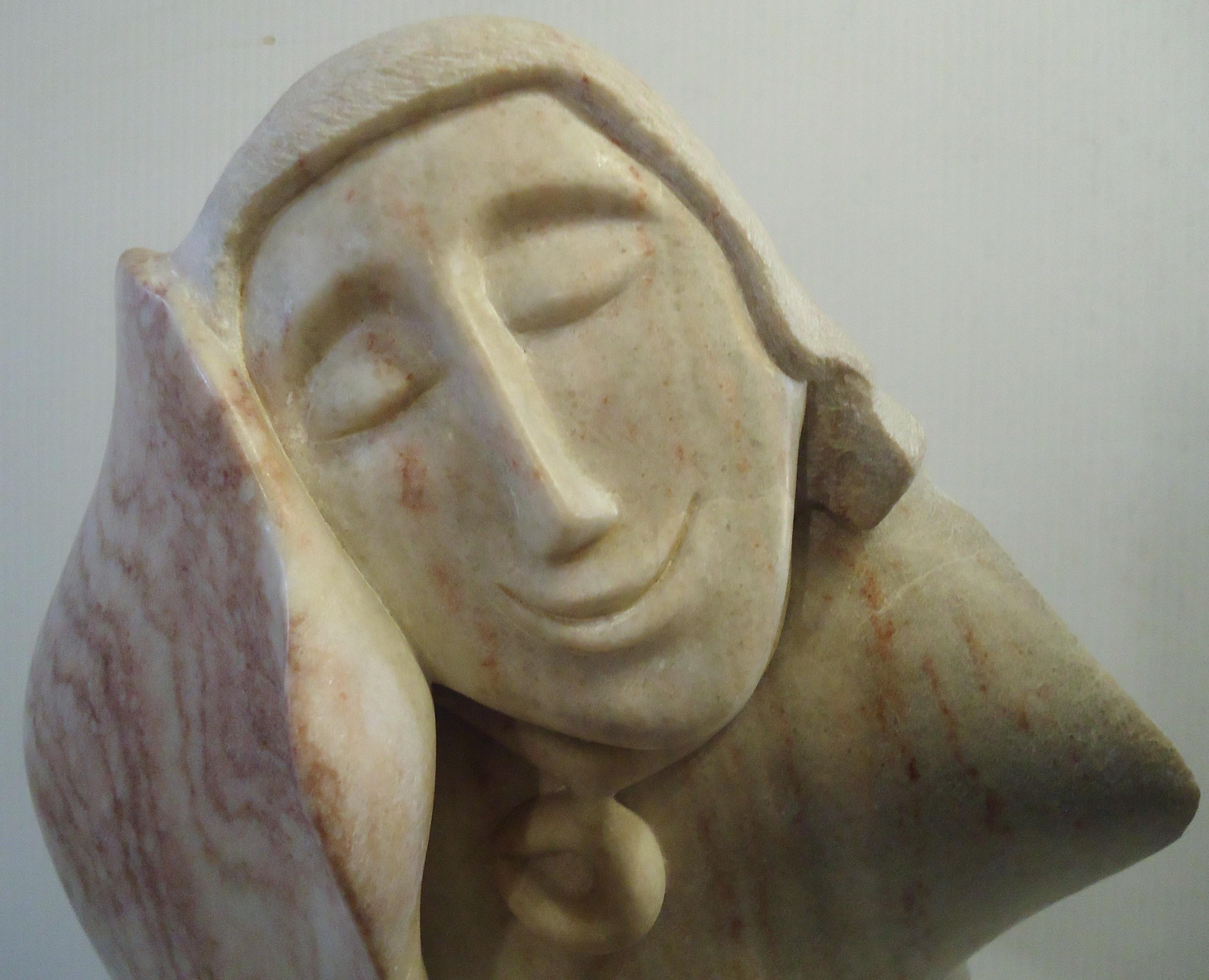 Mid-Century Modern Signed Female Marble Sculpture For Sale