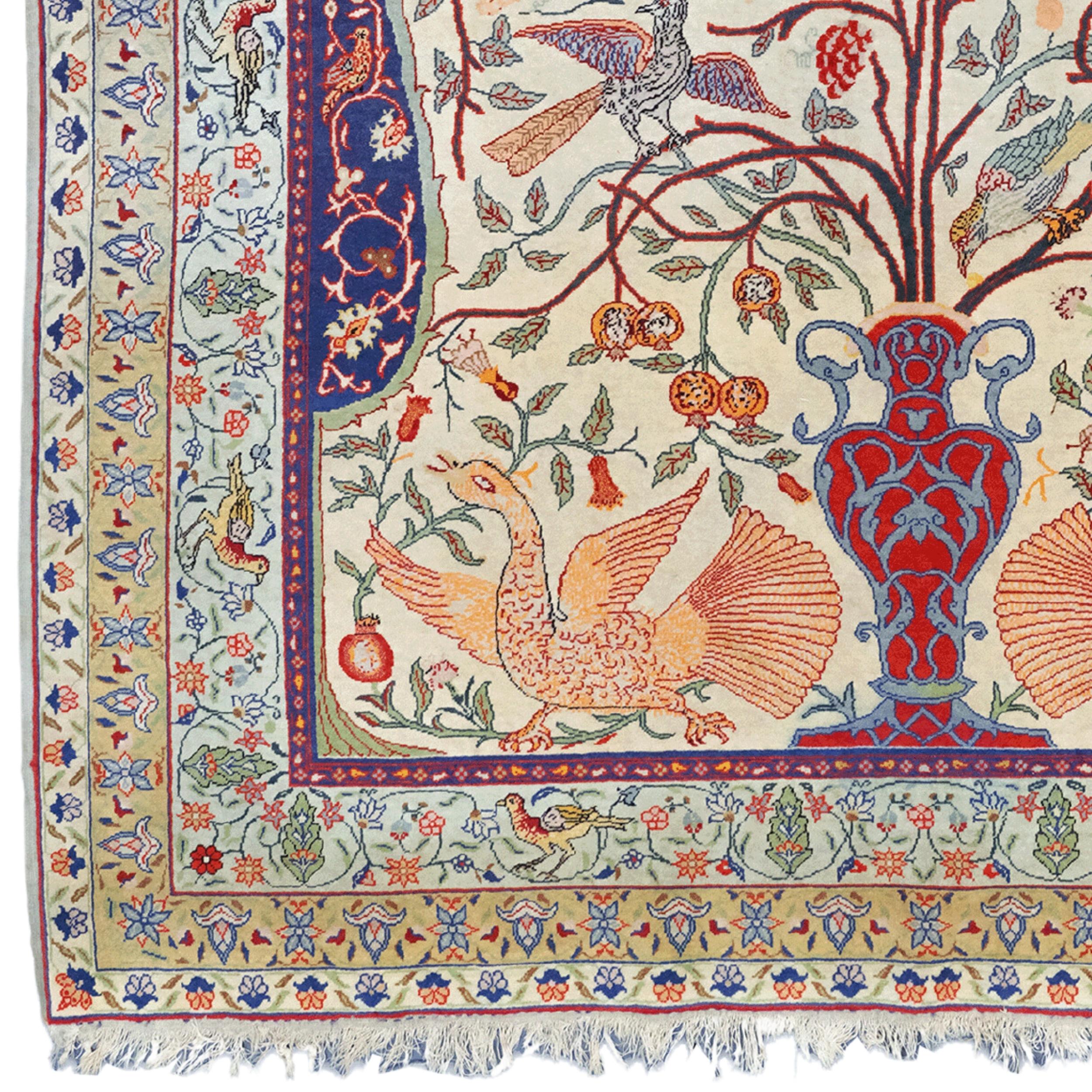Late 19th Century Ottoman Period Signed Feshane Rug

High quality carpets were produced for the Ottoman court in both Hereke and Feshâne in the second half of the 19th century. In Defterdar near Eyüp in Istanbul a building constructed by Sultan