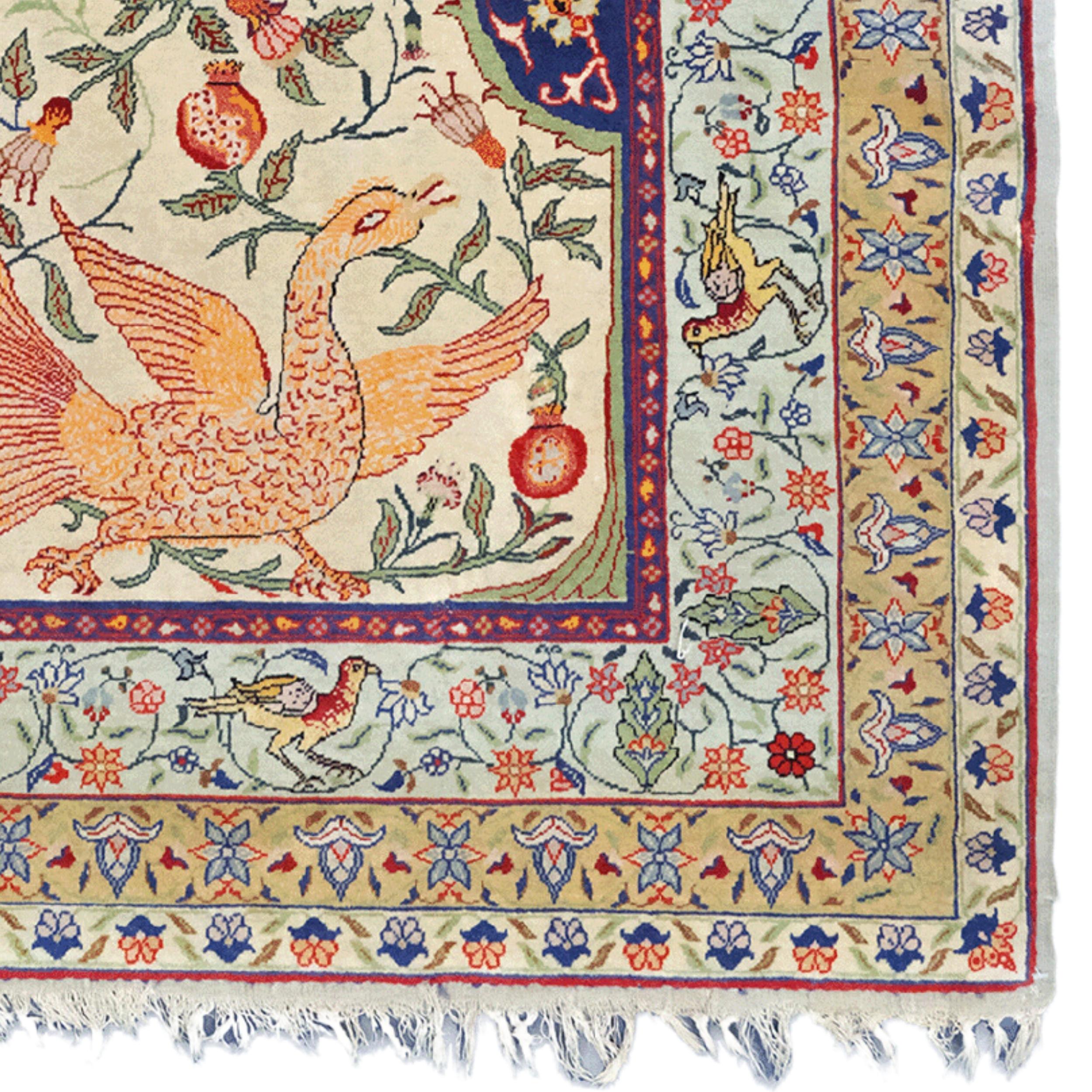 Wool Signed Feshane Rug - Late 19th Century Ottoman Period Signed Feshane Rug For Sale