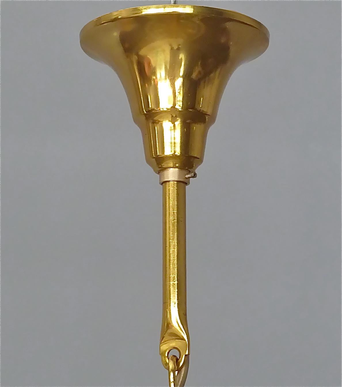 Signed Fine Large Palwa Chandelier Gilt Brass Faceted Crystal Glass 1960 Lobmeyr For Sale 1
