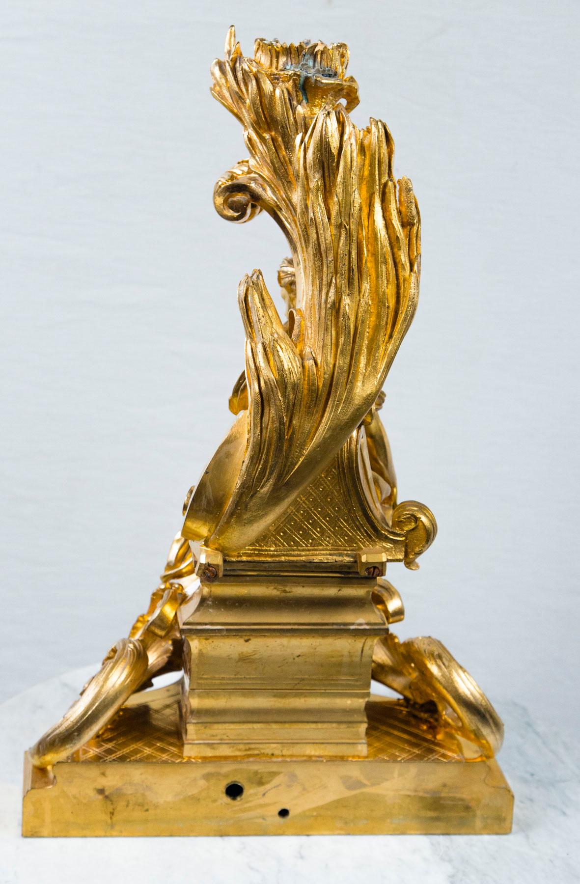  Fire Gilt Bronze Figure of a Female, Signed  A. Carrier (Vergoldet) im Angebot