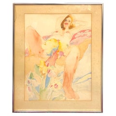 Acquerello floreale femminile firmato