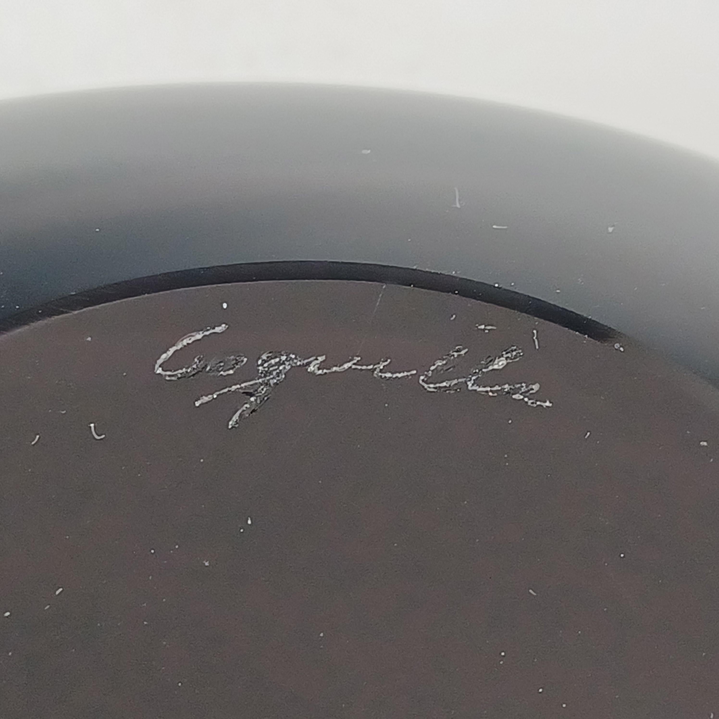 Mid-Century Modern SIGNÉ Flygsfors Coquille Black Glass Bowles by Paul Kedelv 1959 en vente