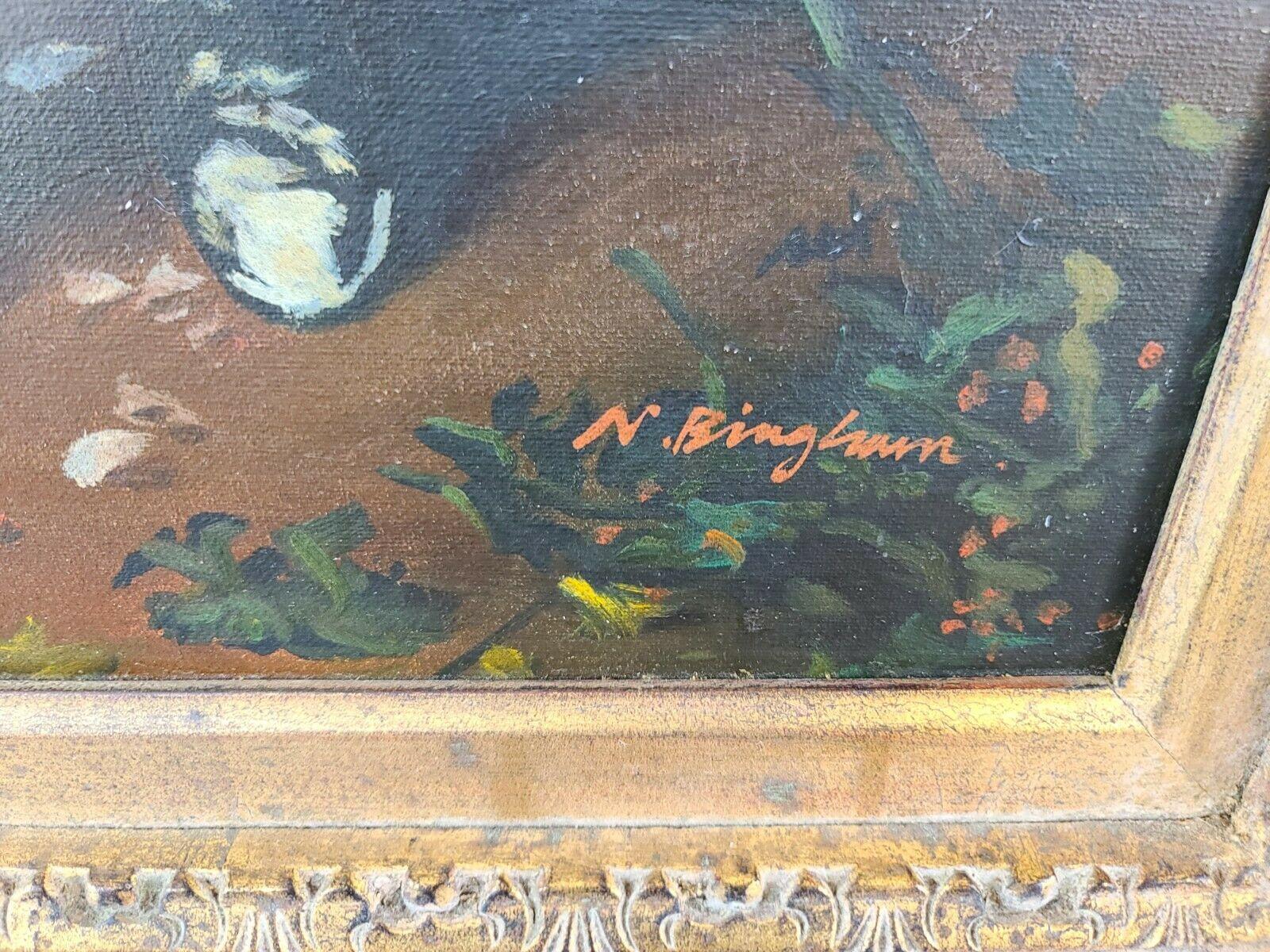 Peinture à l'huile originale sur toile encadrée, signée et signée N Henry Bingham en vente 6