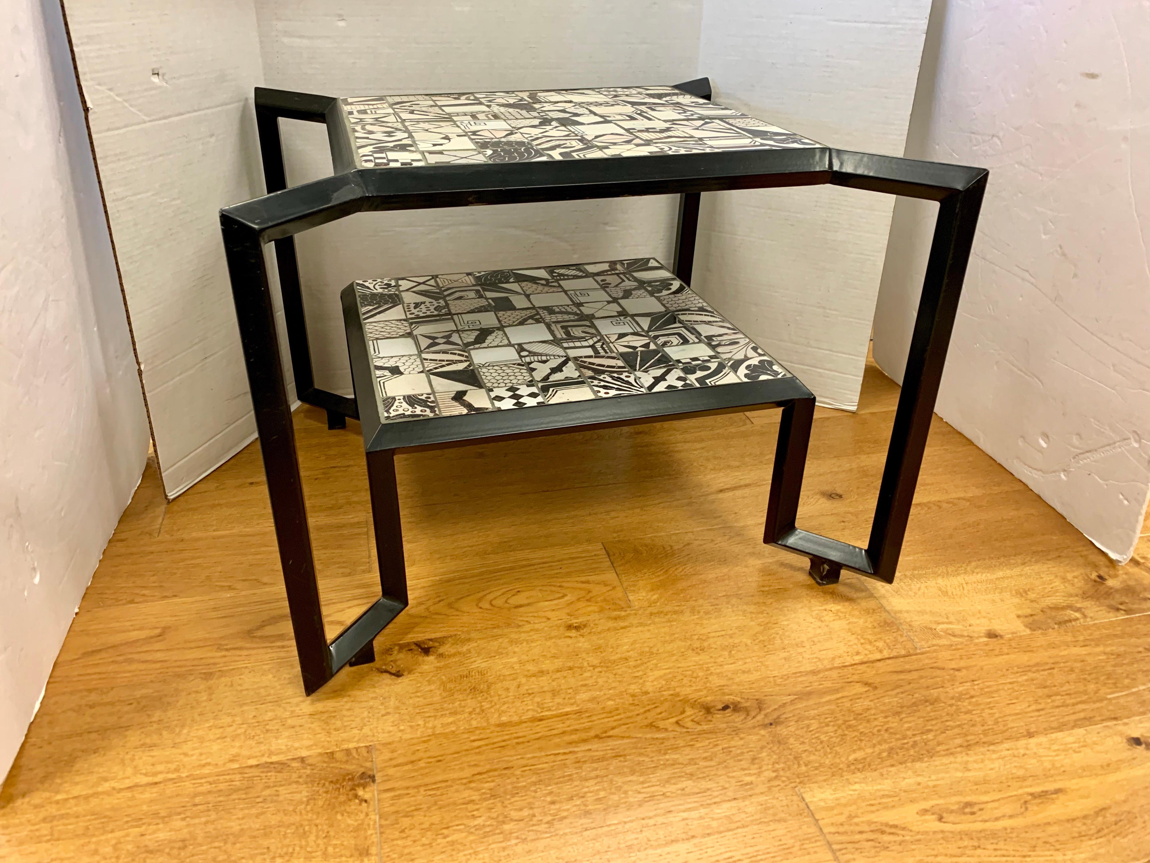 Mid-Century Modern Signed Francesco Della Femina Spider Tile Cocktail Coffee Table