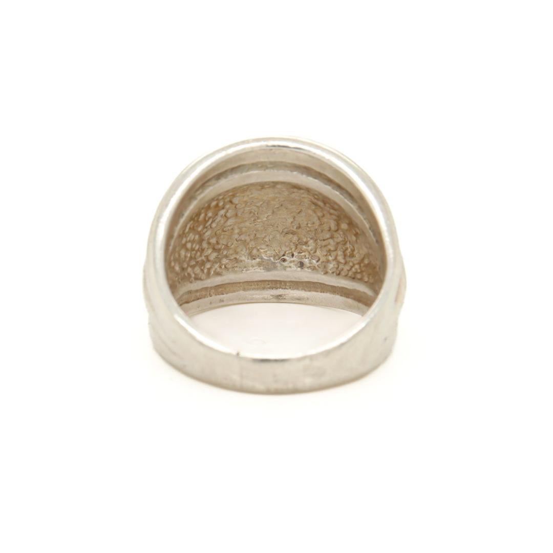 Signiert Frank Patania Jr. Südwestlicher Siegelring aus Sterling, 14k Gold und Koralle 1