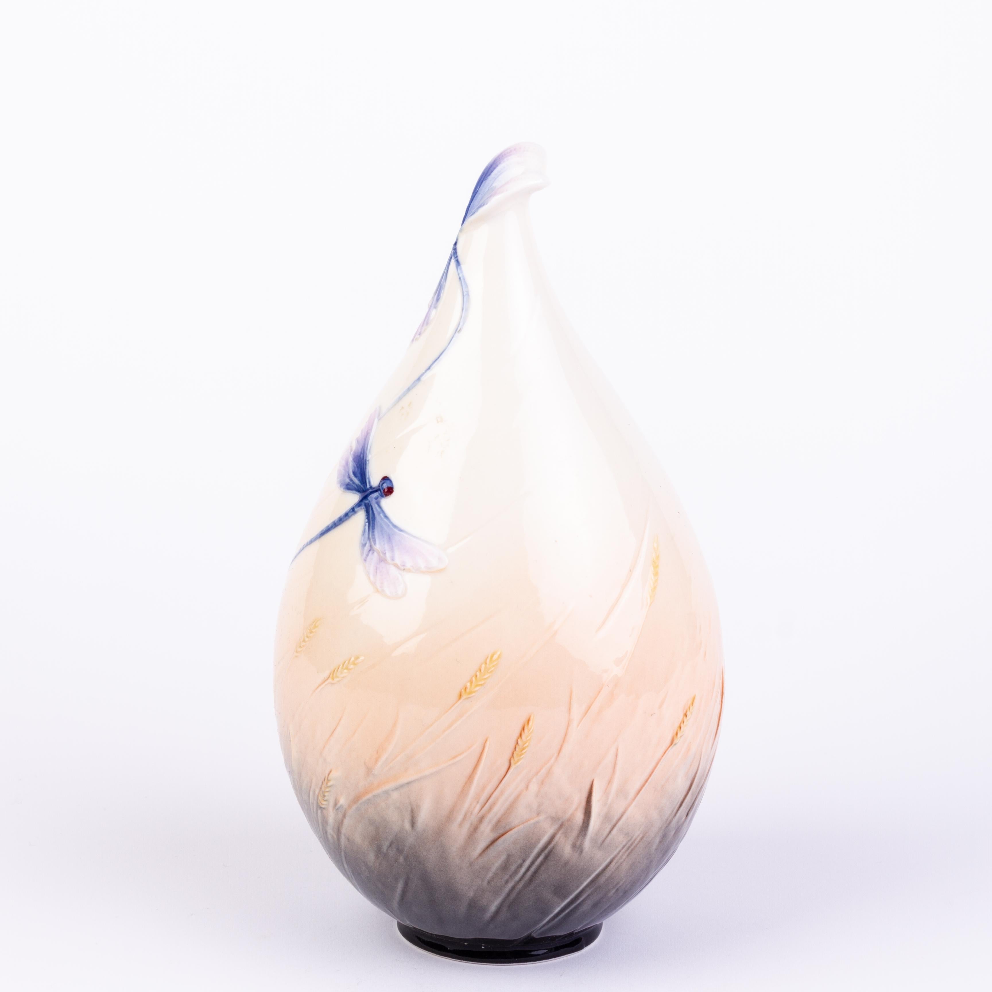franz porcelain dragonfly vase